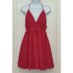 Zara‎ NWT Hot Pink Mini Babydoll Sundress Ruffle Trim Spaghetti Tie Strap Sz M